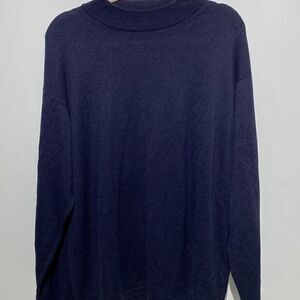 Stafford Mens Navy Blue Mock Neck Sweater Rayon Cotton Blend Size XL Long Sleeve